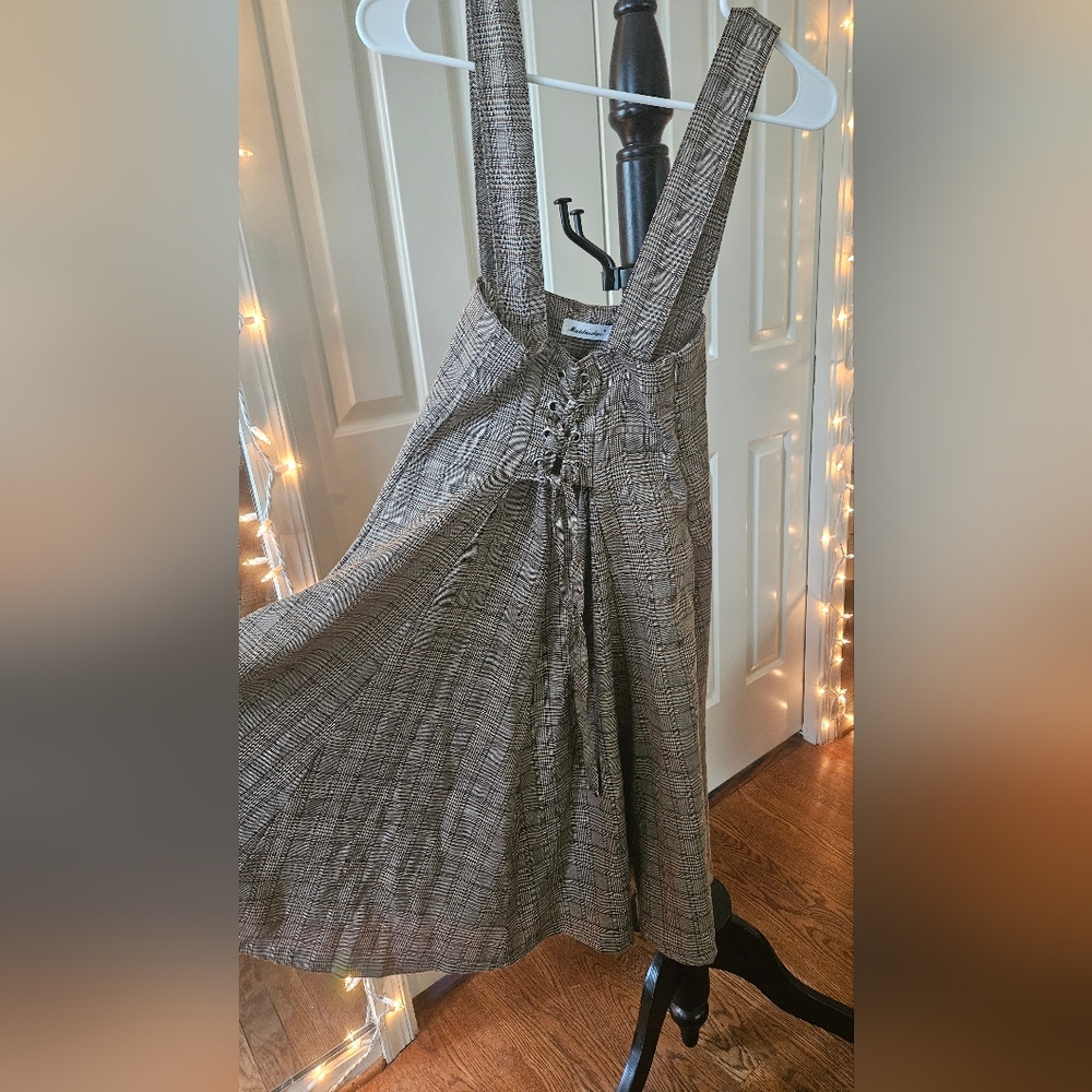 Plaid Lace-Up Dress